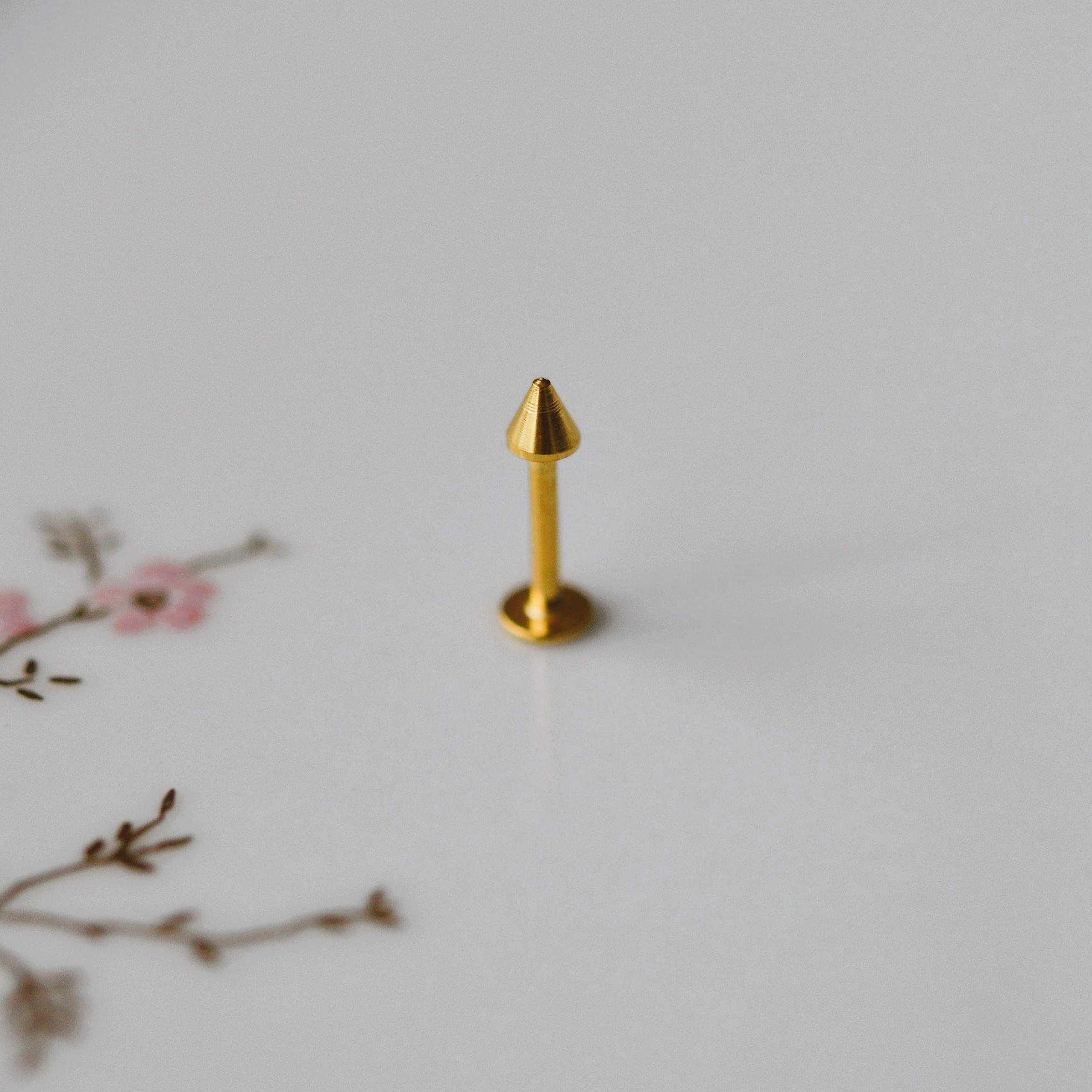 Cerrahi Çelik Sivri Uçlu Tragus Piercing Helix Kıkırdak 8 mm Gold Renk