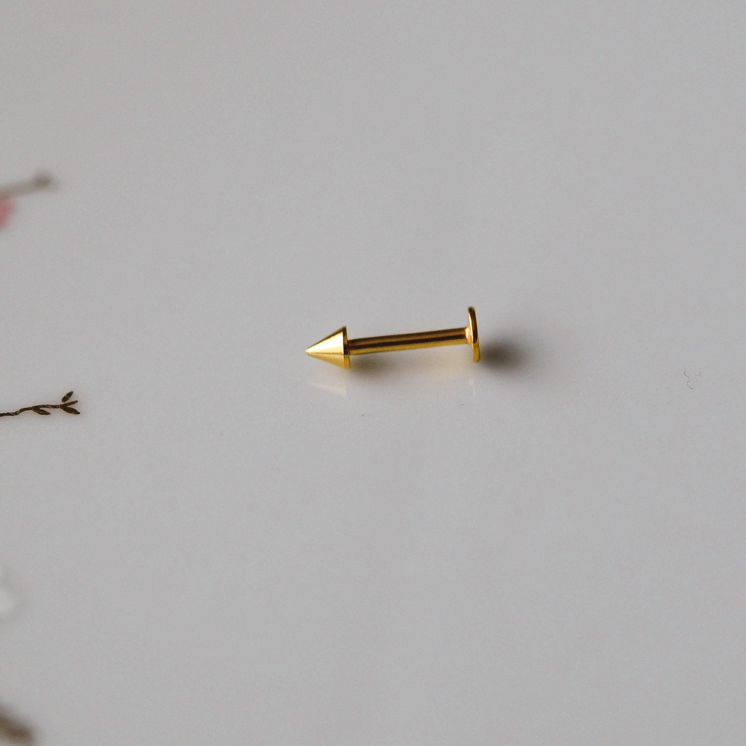 Cerrahi Çelik Sivri Uçlu Tragus Piercing Helix Kıkırdak 8 mm Gold Renk
