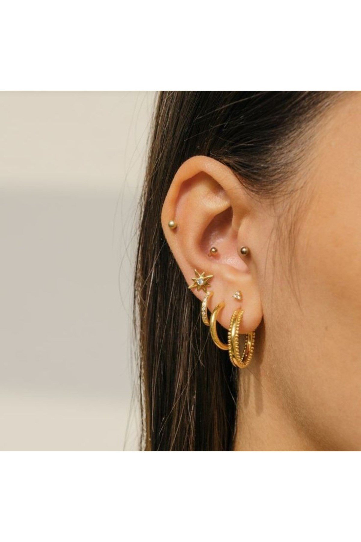 Cerrahi Çelik Top Piercing Tragus Helix Lob Conch Kııkırdak 6 mm Gold Renk