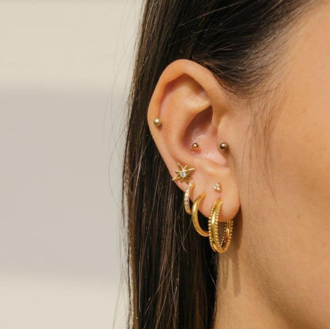 Cerrahi Çelik Top Piercing Tragus Helix Lob Conch Kııkırdak 8 mm Gold Renk