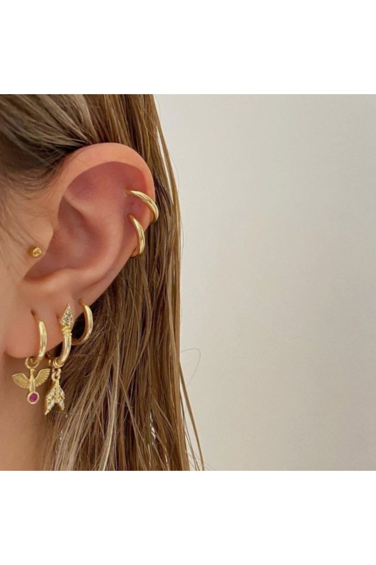 Cerrahi Çelik Top Piercing Tragus Helix Lob Conch Kııkırdak 6 mm Gold Renk