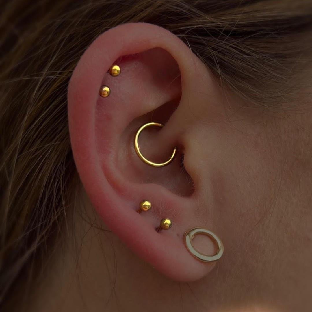 Cerrahi Çelik Top Piercing Tragus Helix Lob Conch Kııkırdak 6 mm Gold Renk
