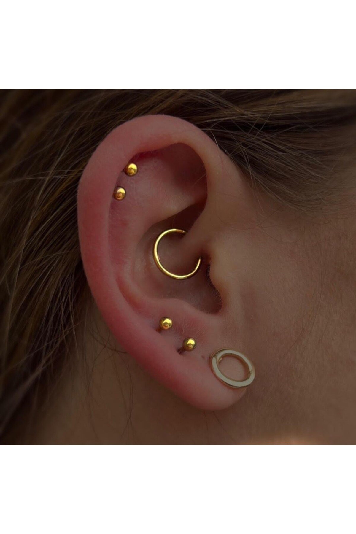 Cerrahi Çelik Top Piercing Tragus Helix Lob Conch Kııkırdak 6 mm Gold Renk