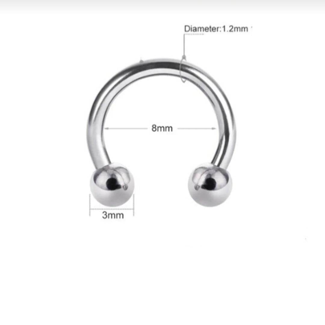 Cerrahi Çelik Ucu Toplu Dudak Piercingi 8 mm Gümüş Renk Smile Piercing