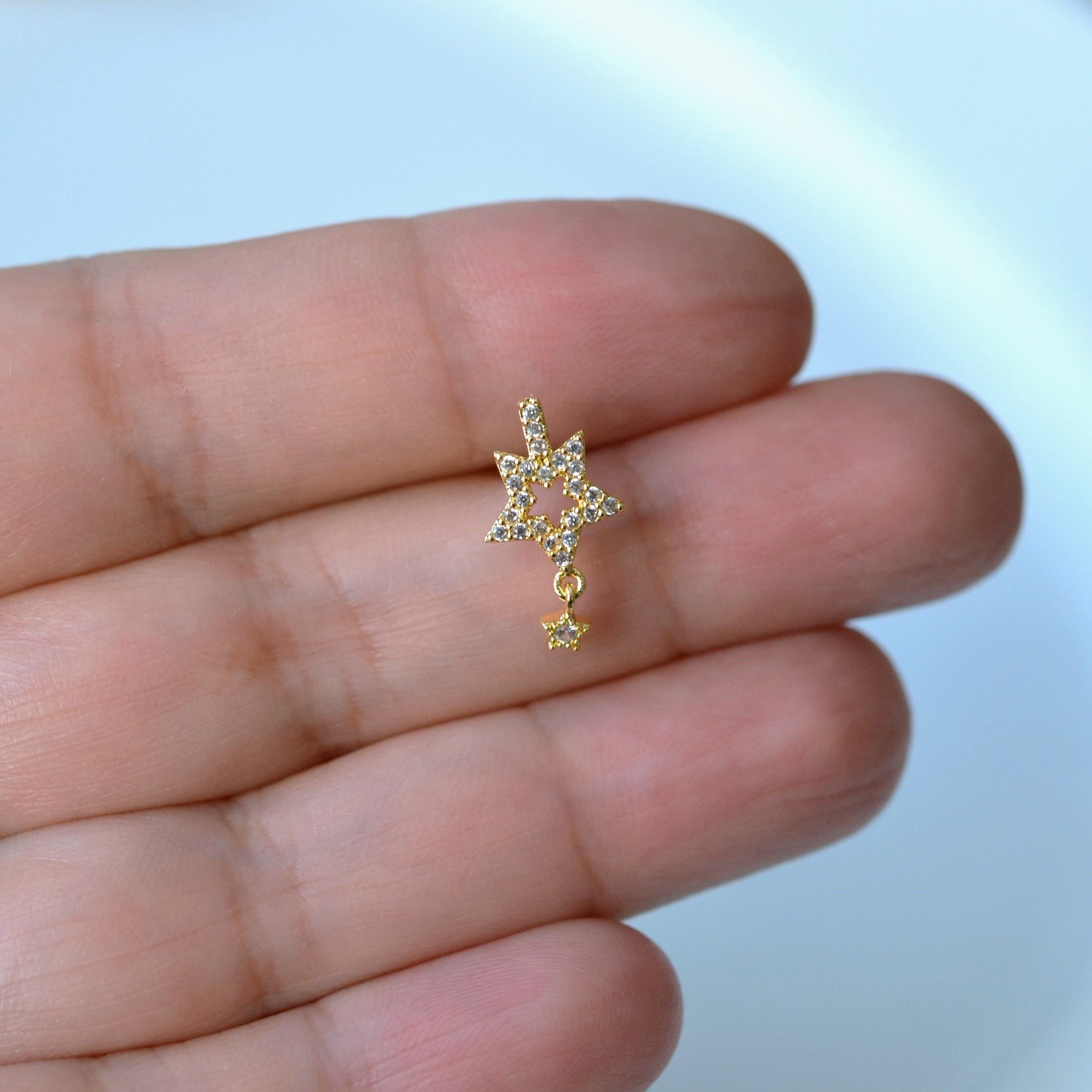 Cerrahi Çelik Yıldız Helix Piercing Kıkırdak Gold Renk