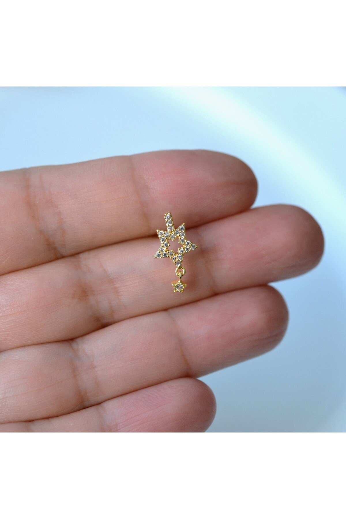 Cerrahi Çelik Yıldız Helix Piercing Kıkırdak Gold Renk