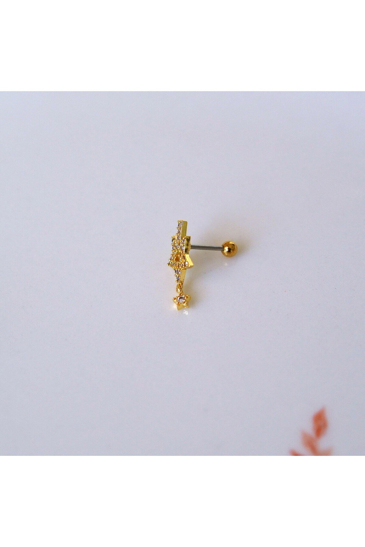 Cerrahi Çelik Yıldız Helix Piercing Kıkırdak Gold Renk