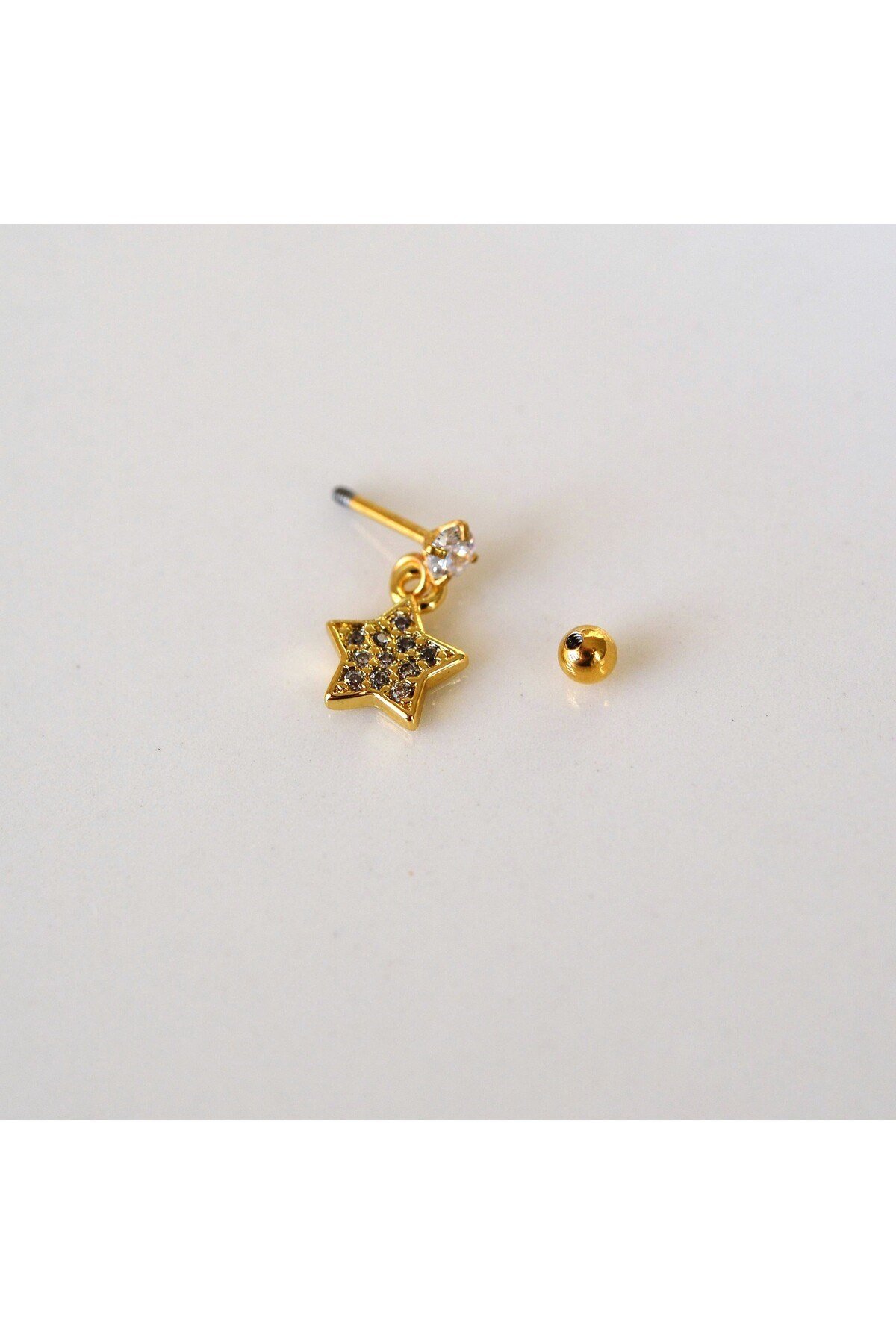 Cerrahi Çelik Yıldız Sallantılı Piercing Helix Kıkırdak Gold Renk