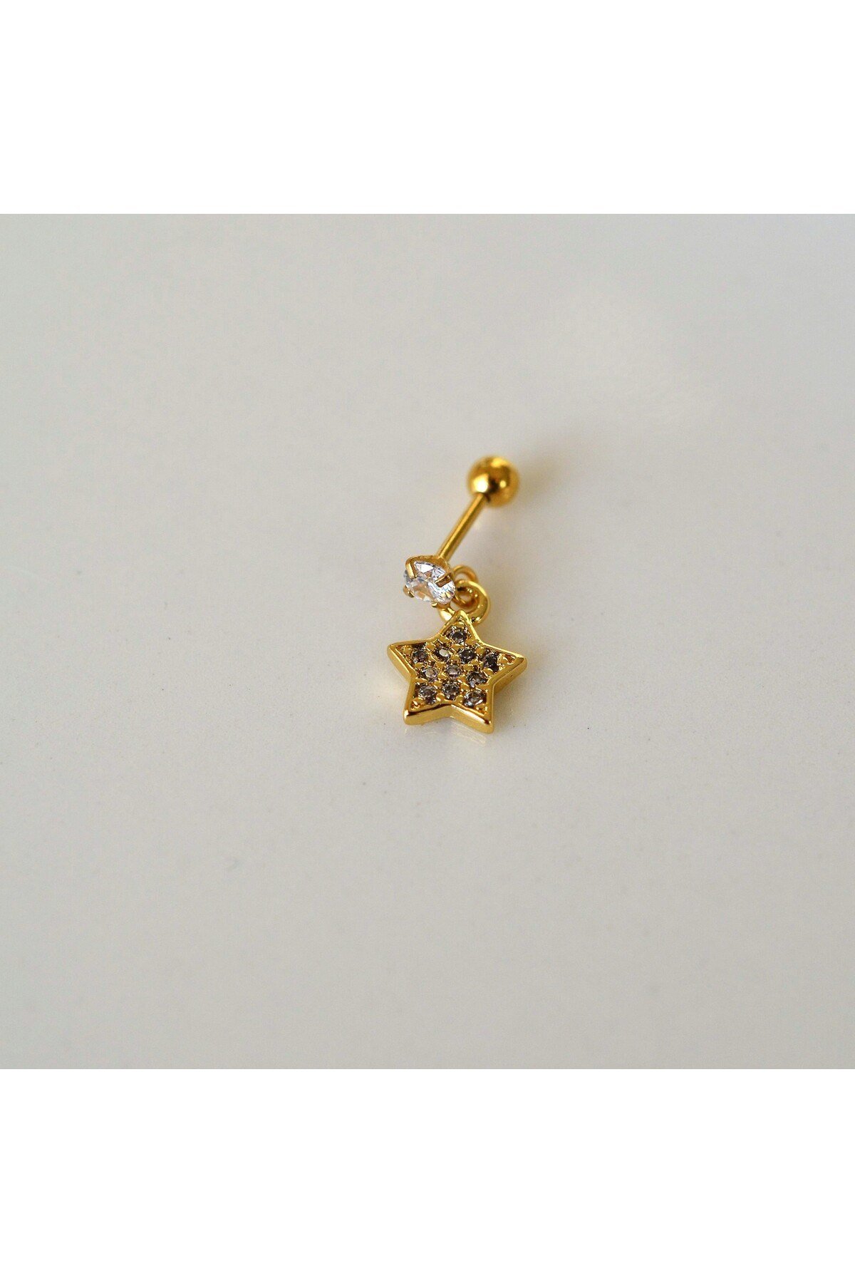 Cerrahi Çelik Yıldız Sallantılı Piercing Helix Kıkırdak Gold Renk