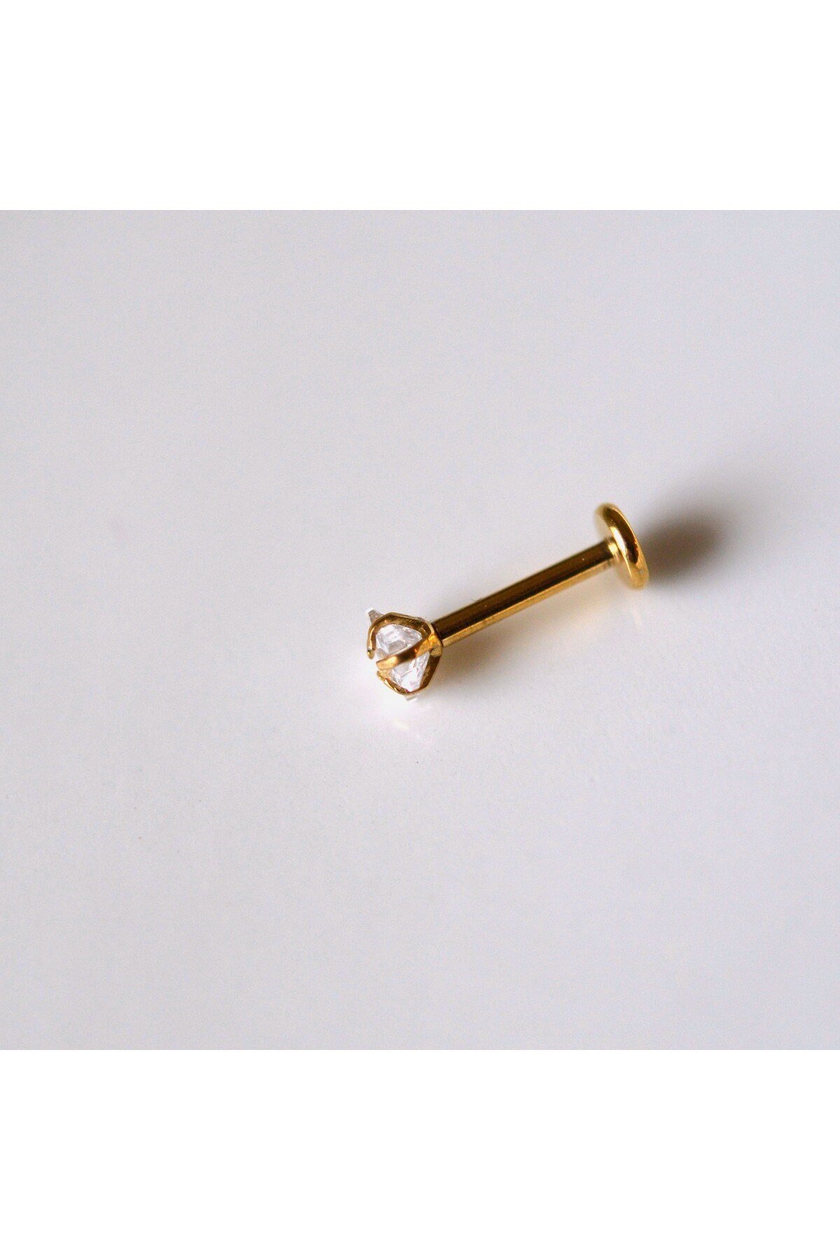 Cerrahi Çelik Yıldız Taşlı Piercing Tragus Helix Kıkırdak Conch 8 mm Gold Renk