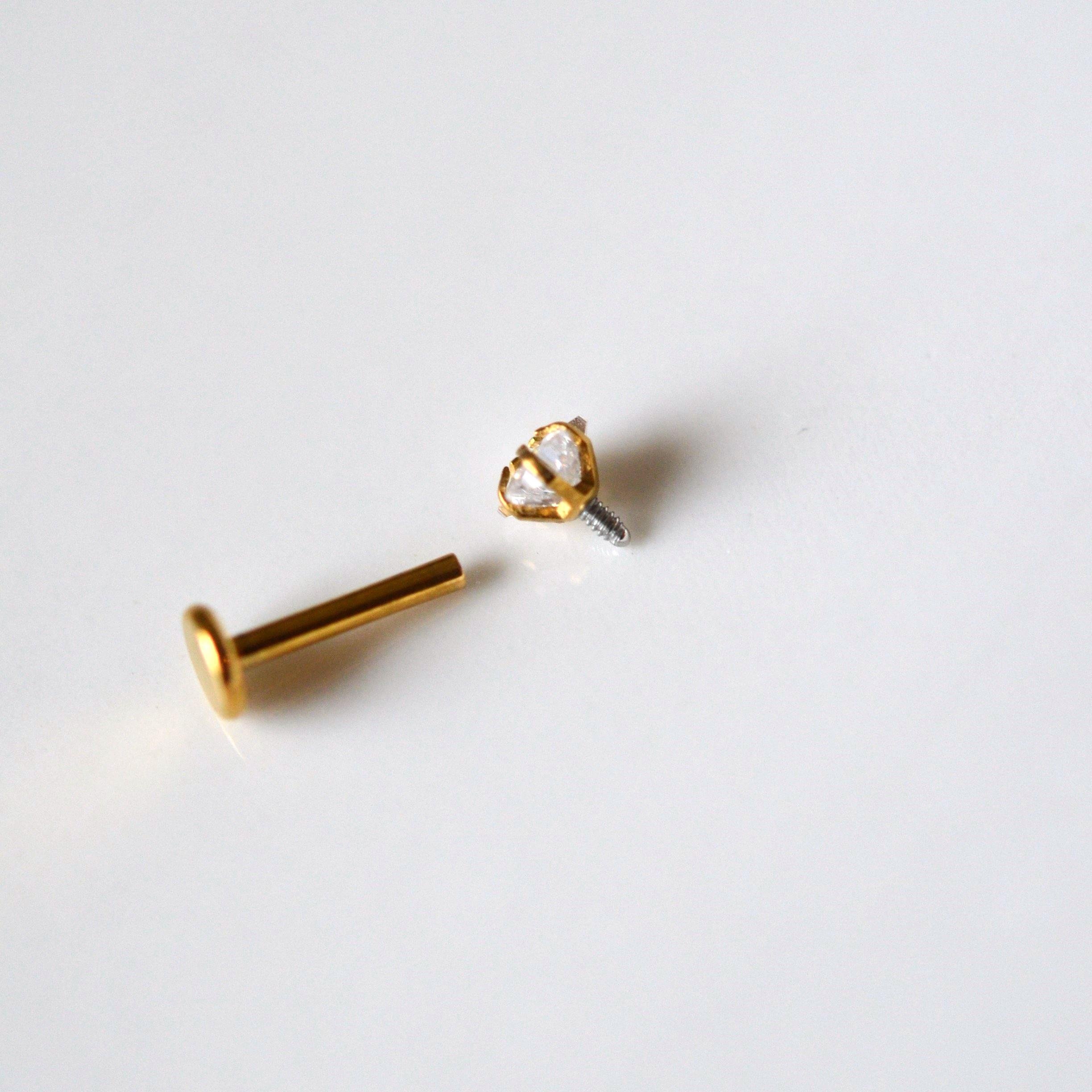 Cerrahi Çelik Yıldız Taşlı Piercing Tragus Helix Kıkırdak Conch 8 mm Gold Renk