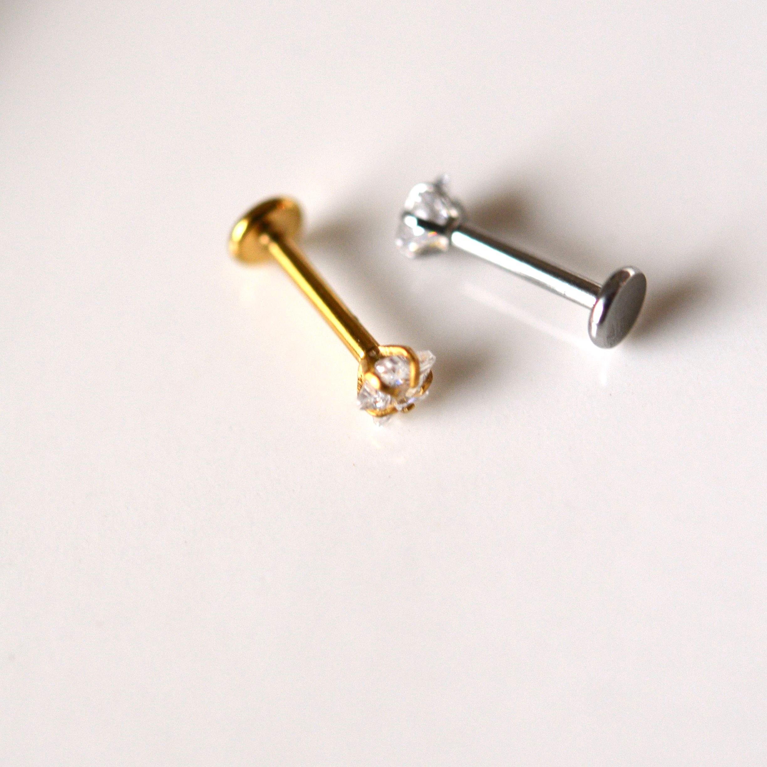 Cerrahi Çelik Yıldız Taşlı Piercing Tragus Helix Kıkırdak Conch 8 mm Gold Renk