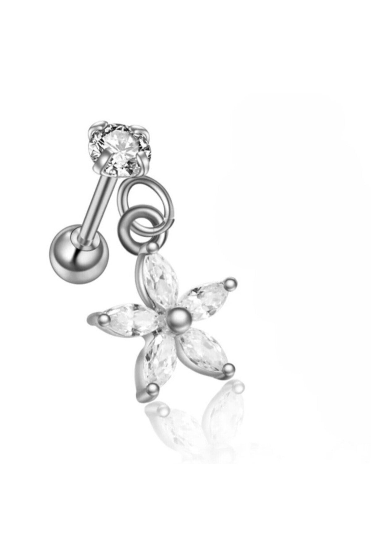 Çiçek Sallantılı Piercing Helix Kıkırdak Silver Renk