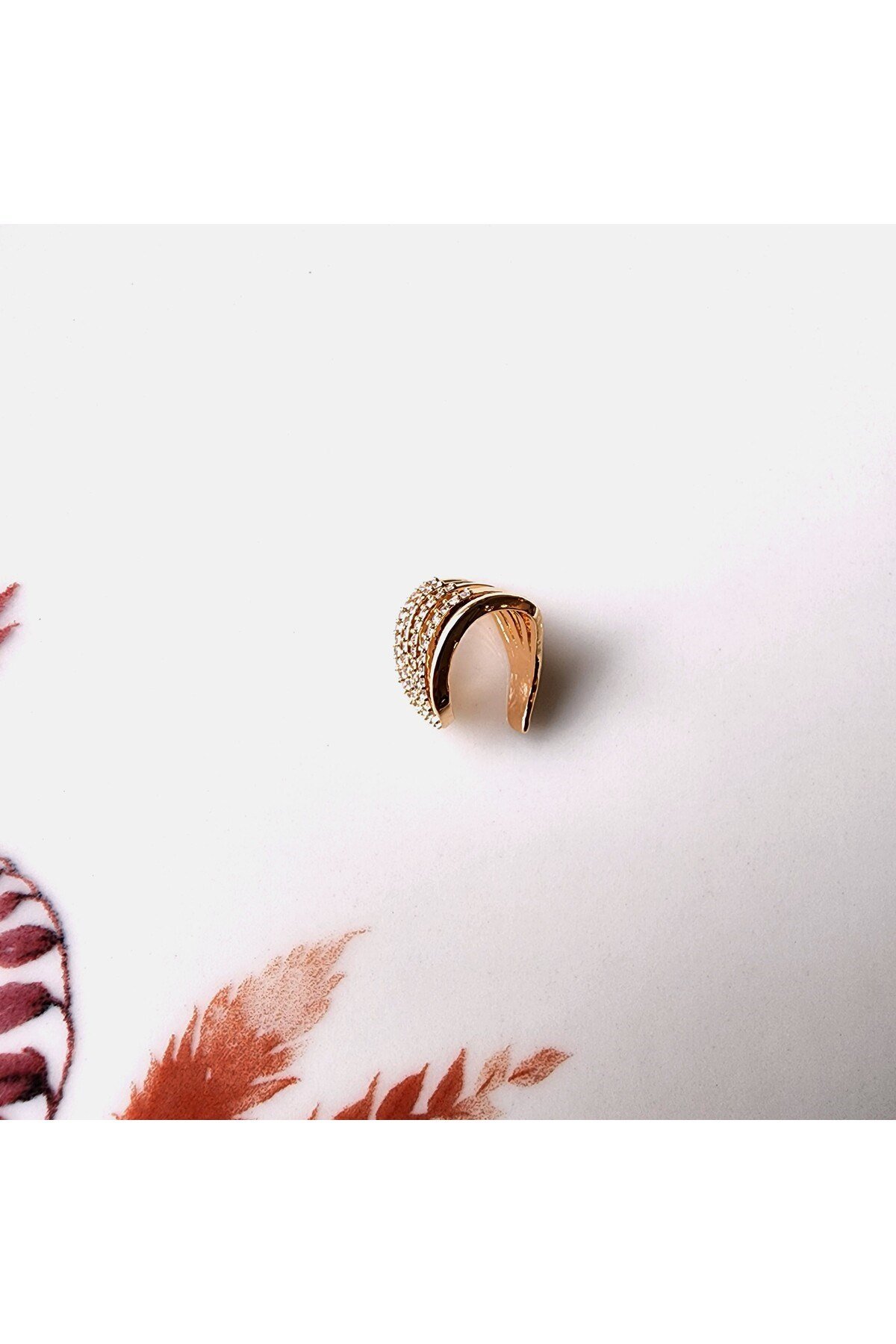Çoklu Earcuff Gold Renkli Sıkıştırmalı Kıkırdak Küpesi