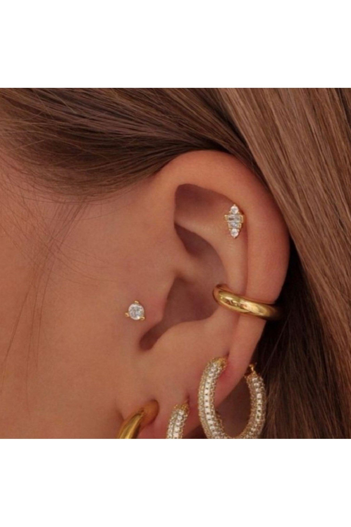 Delik Gerektirmeyen Düz Earcuff Kıkırdak Küpesi