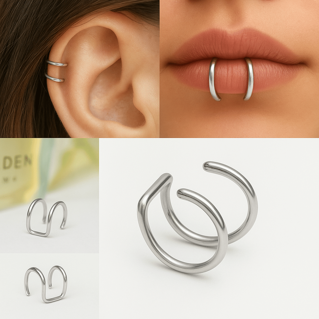 Deliksiz Çelik Piercing Kulak, Dudak ve Burun İçin 316 L Çelik Düz Geçirmeli Deliksiz Unisex
