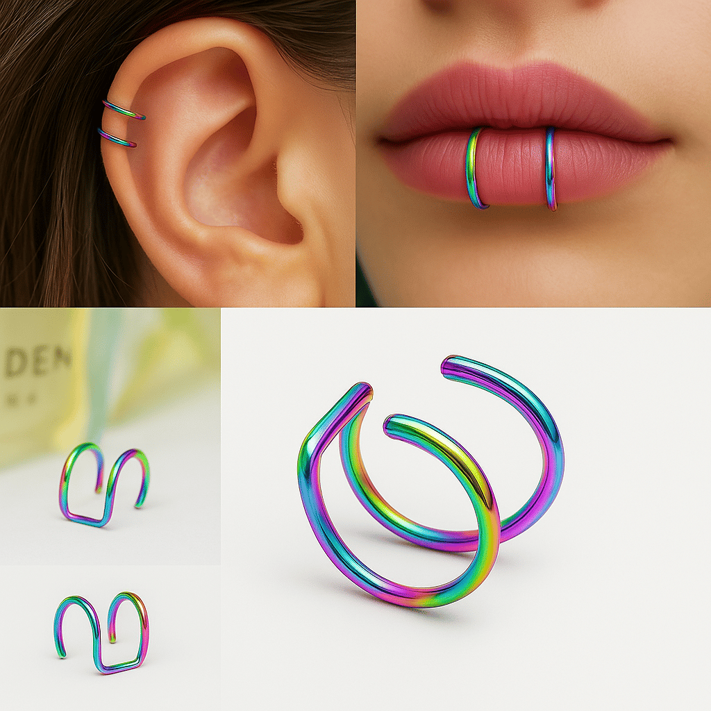 Deliksiz Çelik Piercing Kulak, Dudak ve Burun İçin 316 L Çelik Düz Geçirmeli Deliksiz Unisex
