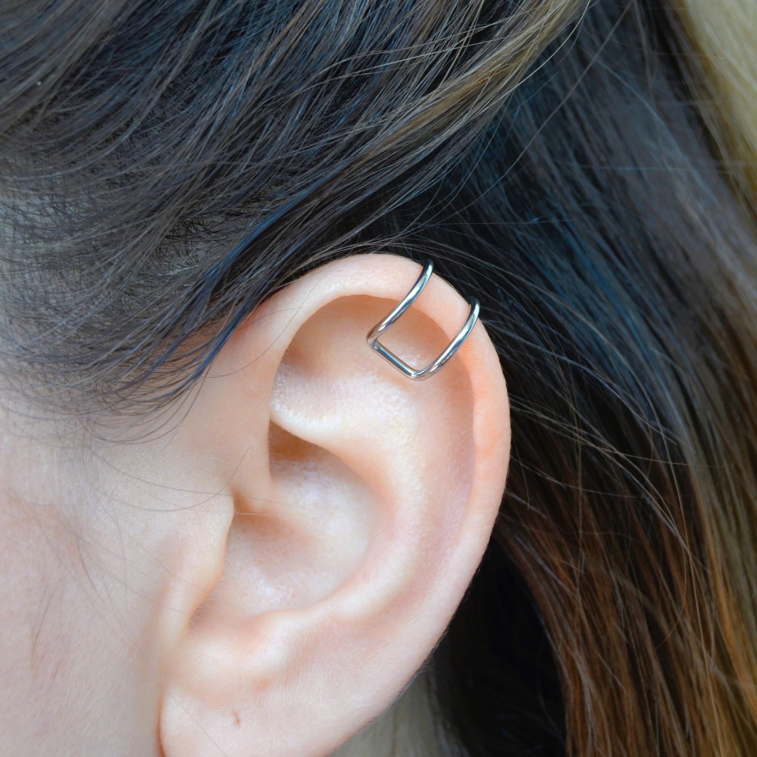 Deliksiz Çelik Piercing Kulak, Dudak ve Burun İçin 316 L Çelik Düz Geçirmeli Deliksiz Unisex