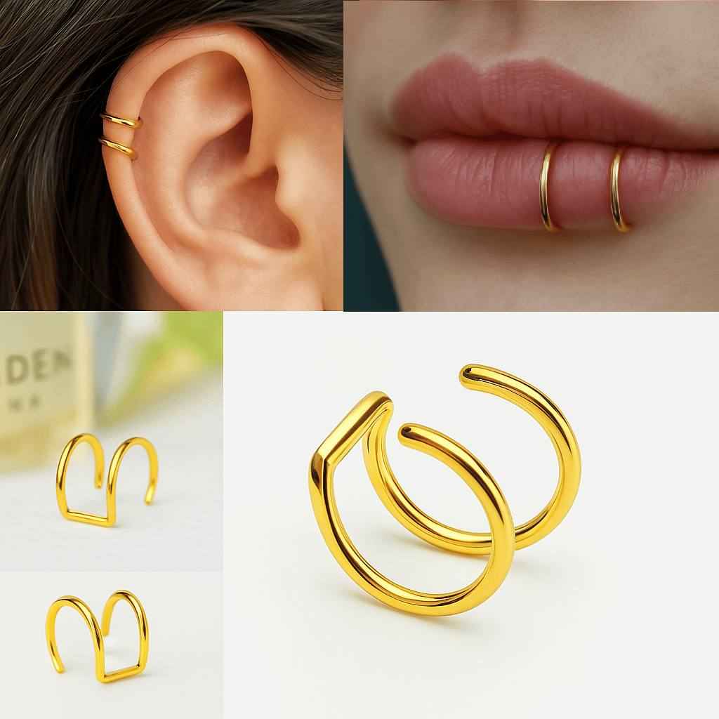Deliksiz Çelik Piercing Kulak, Dudak ve Burun İçin 316 L Çelik Düz Geçirmeli Deliksiz Unisex