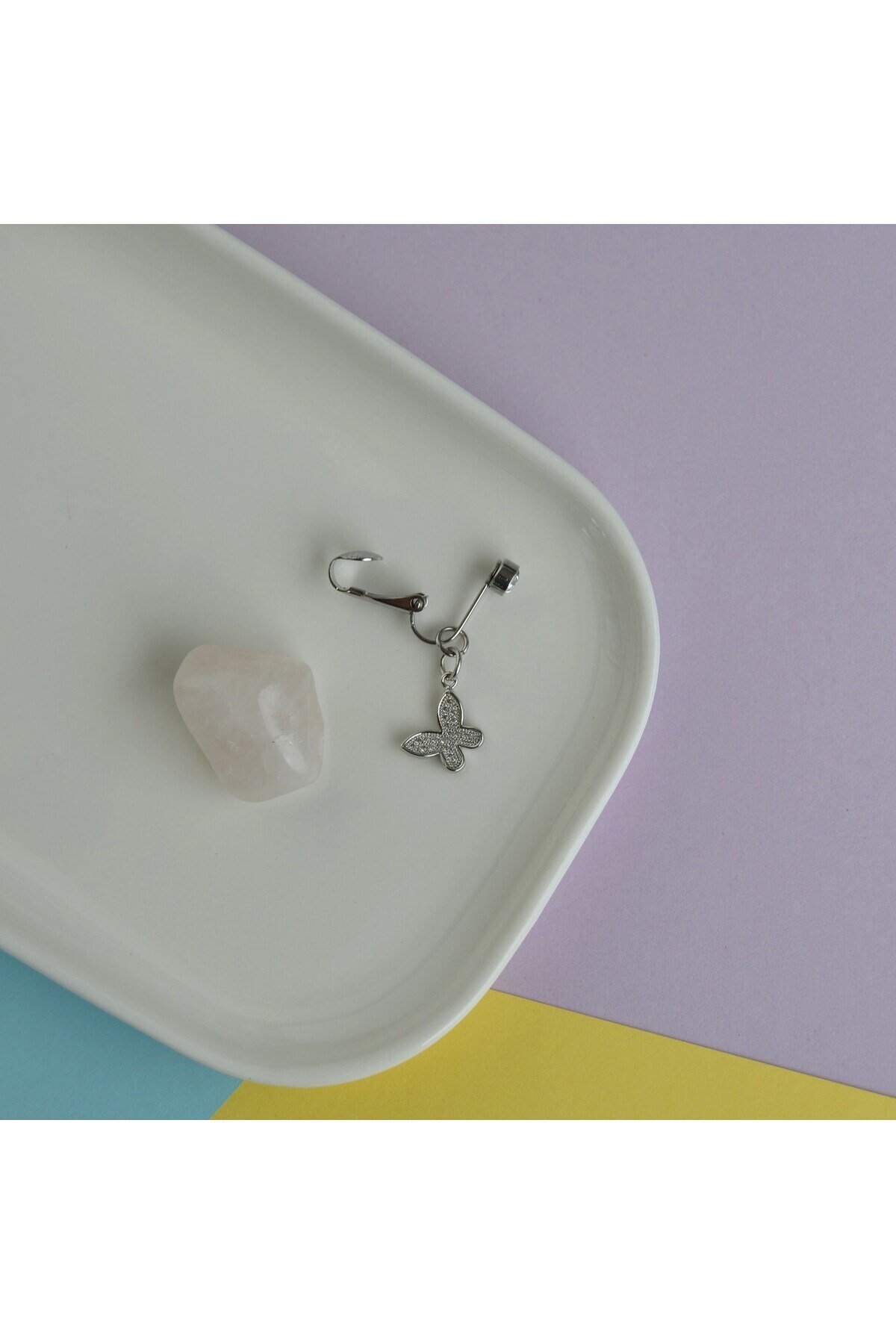 Deliksiz Göbek Piercing Mıknatıslı Sıkıştırma Kelebek Figürlü
