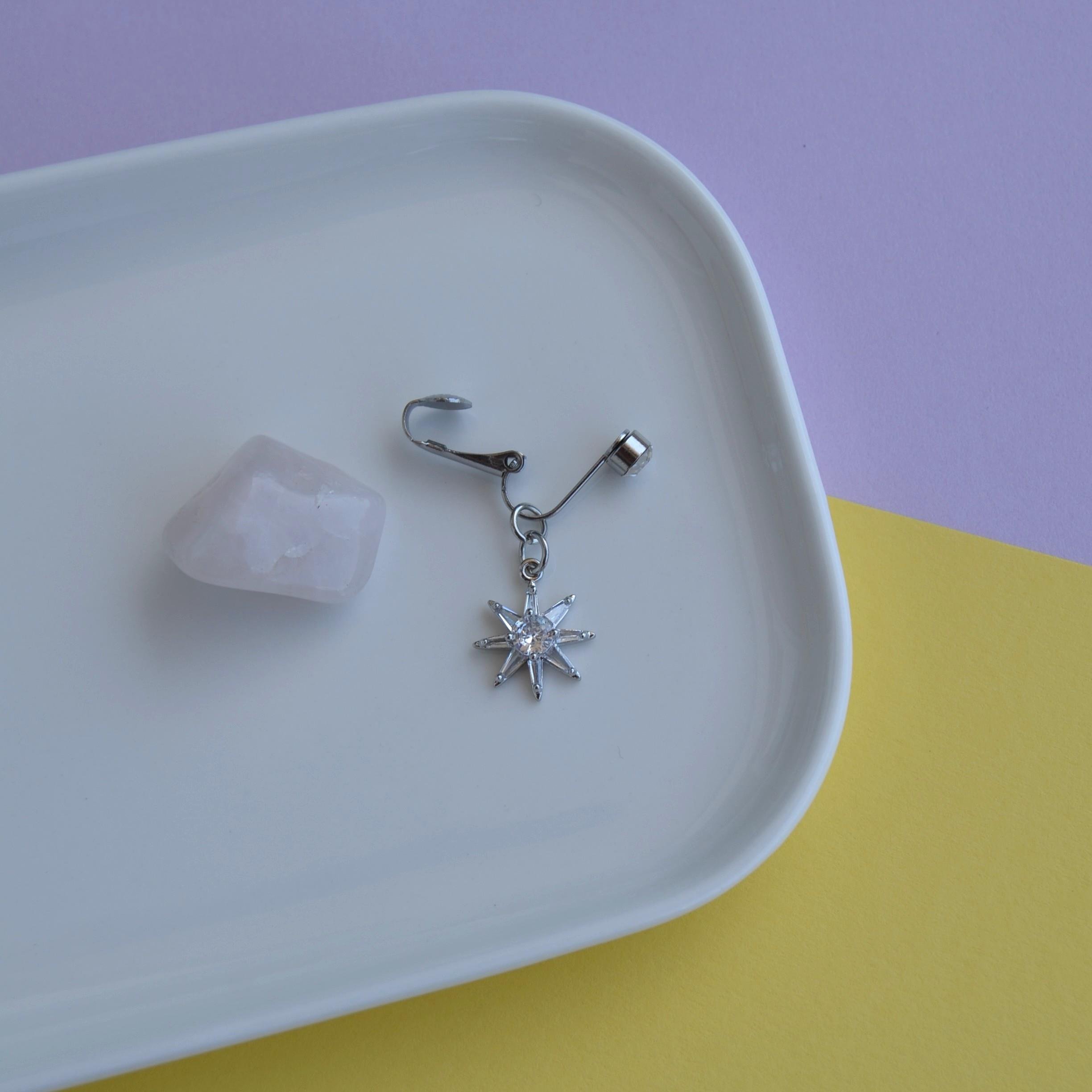 Deliksiz Kuzey Yıldızı Sallantılı Sıkıştırma Klipsli Göbek Piercingi Belly Piercing