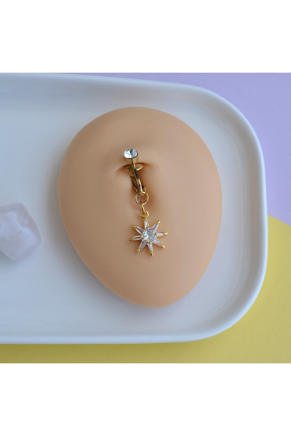 Deliksiz Kuzey Yıldızı Sallantılı Sıkıştırma Klipsli Göbek Piercingi Belly Piercing