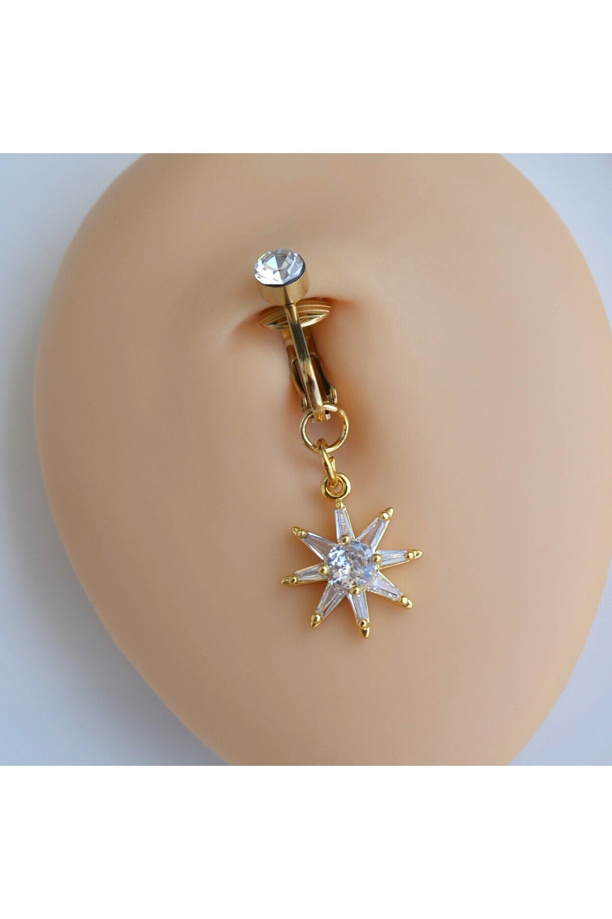 Deliksiz Kuzey Yıldızı Sallantılı Sıkıştırma Klipsli Göbek Piercingi Belly Piercing