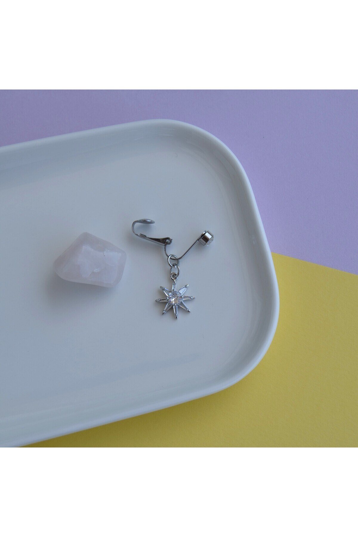 Deliksiz Kuzey Yıldızı Sallantılı Sıkıştırma Klipsli Göbek Piercingi Belly Piercing