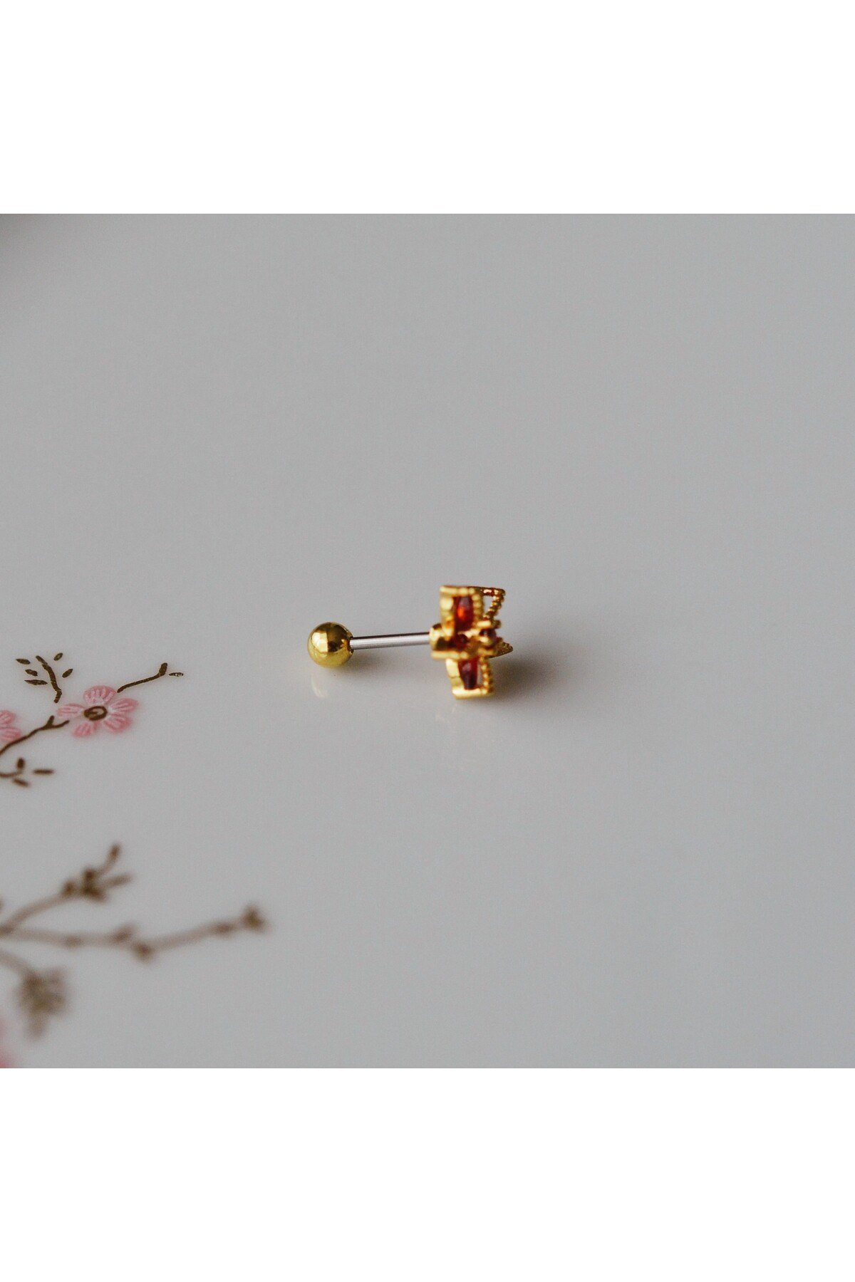 Deniz Yıldızı Helix Piercing Kıkırdak Cerrahi Çelik Gold Renk