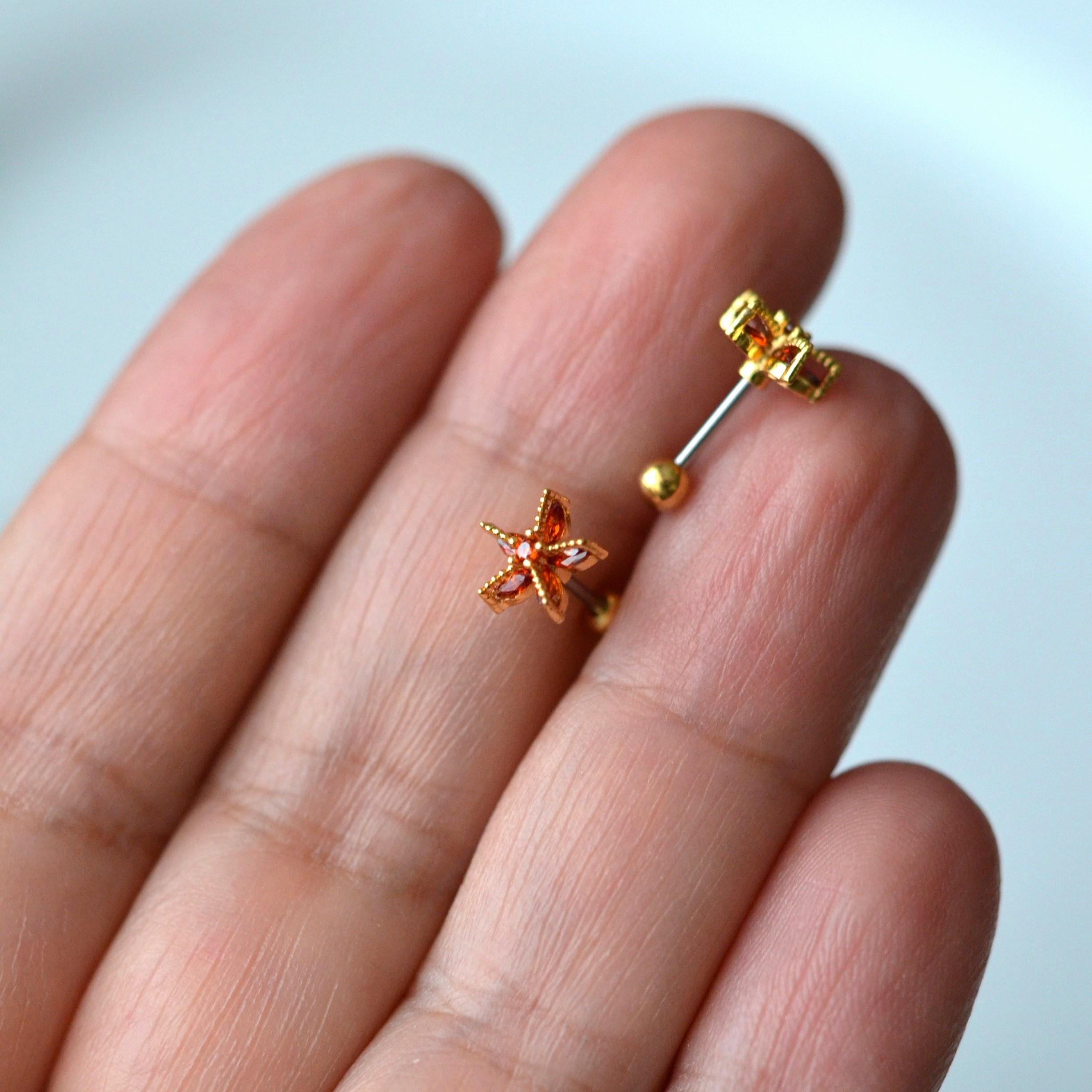 Deniz Yıldızı Helix Piercing Kıkırdak Cerrahi Çelik Gold Renk