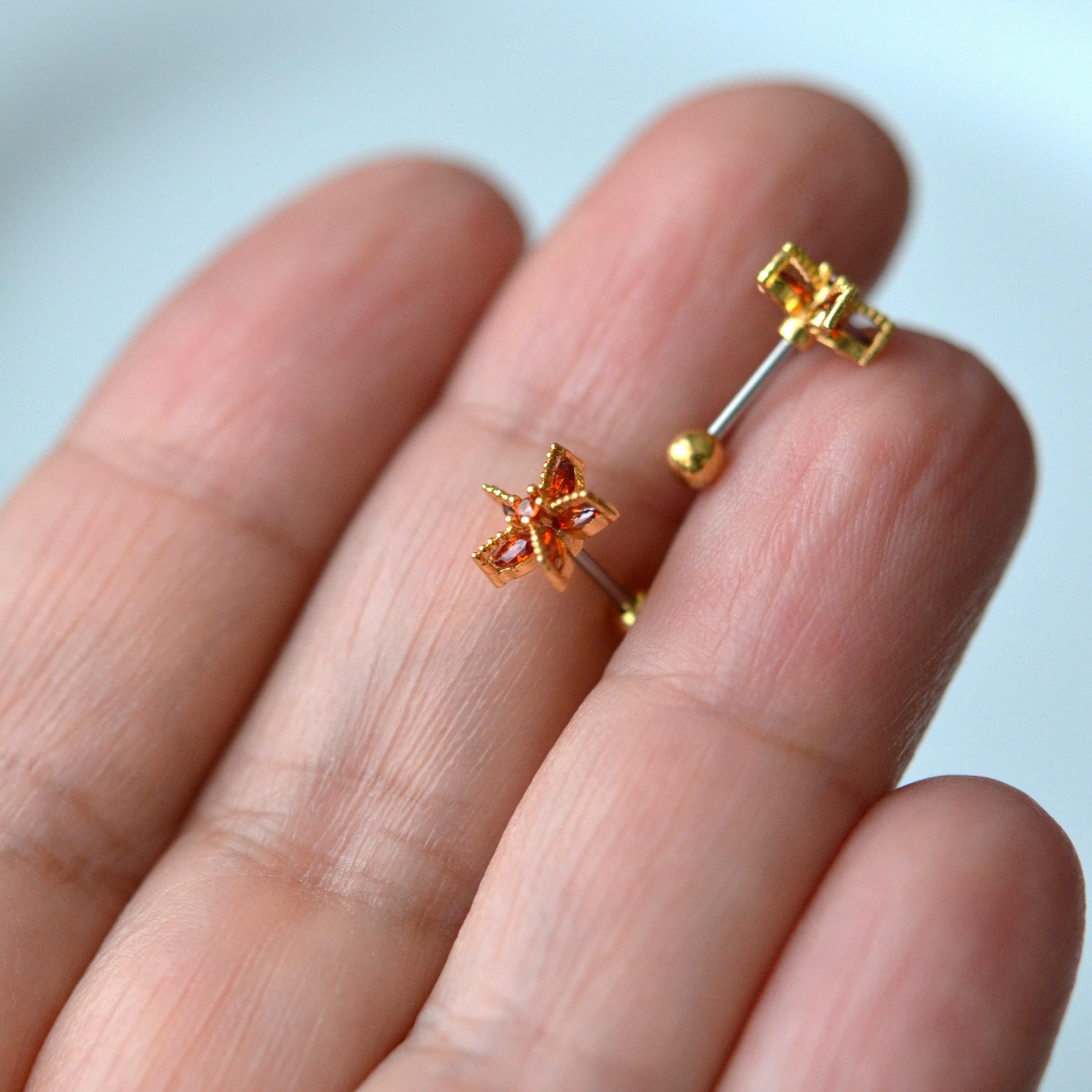 Deniz Yıldızı Helix Piercing Kıkırdak Cerrahi Çelik Gold Renk