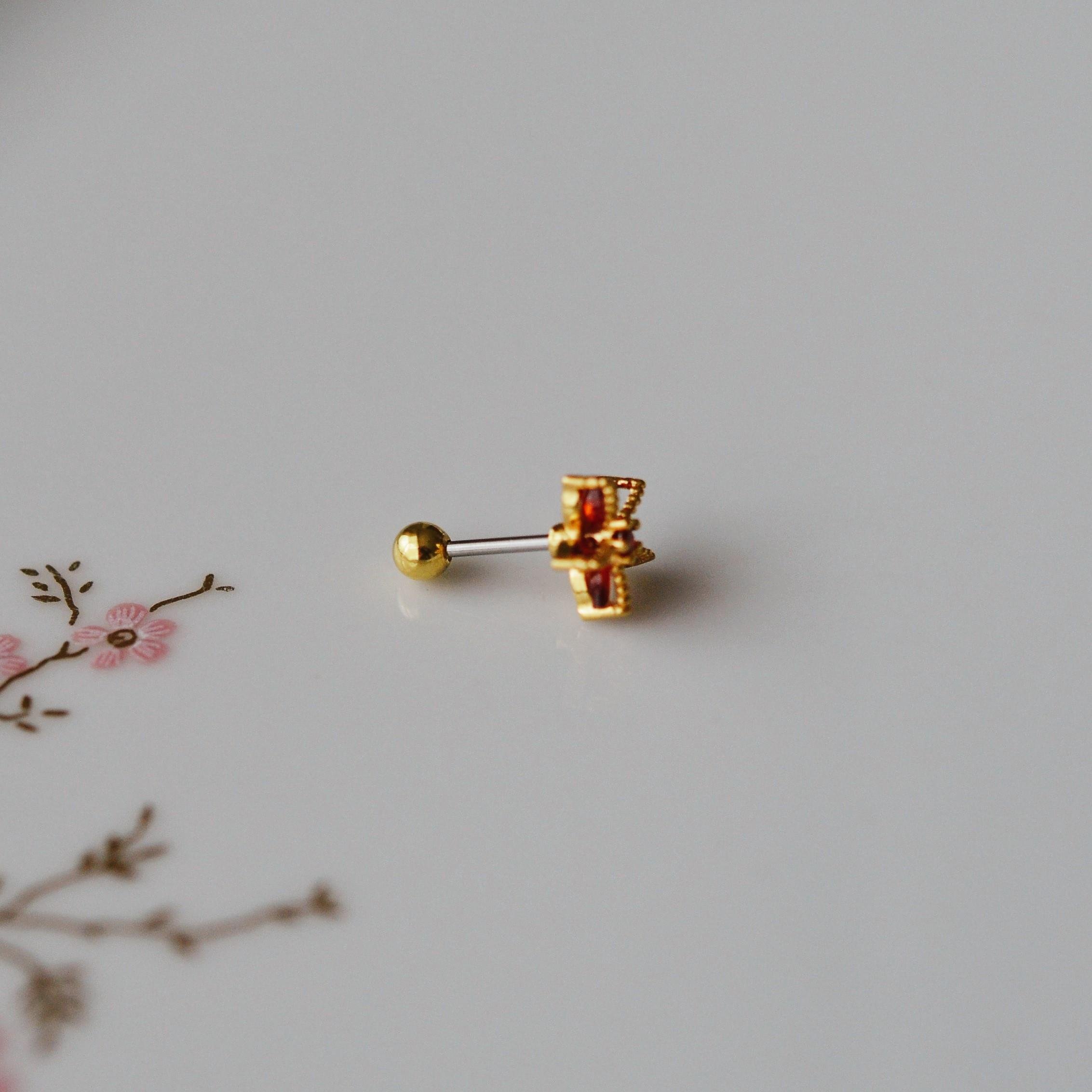 Deniz Yıldızı Helix Piercing Kıkırdak Cerrahi Çelik Gold Renk