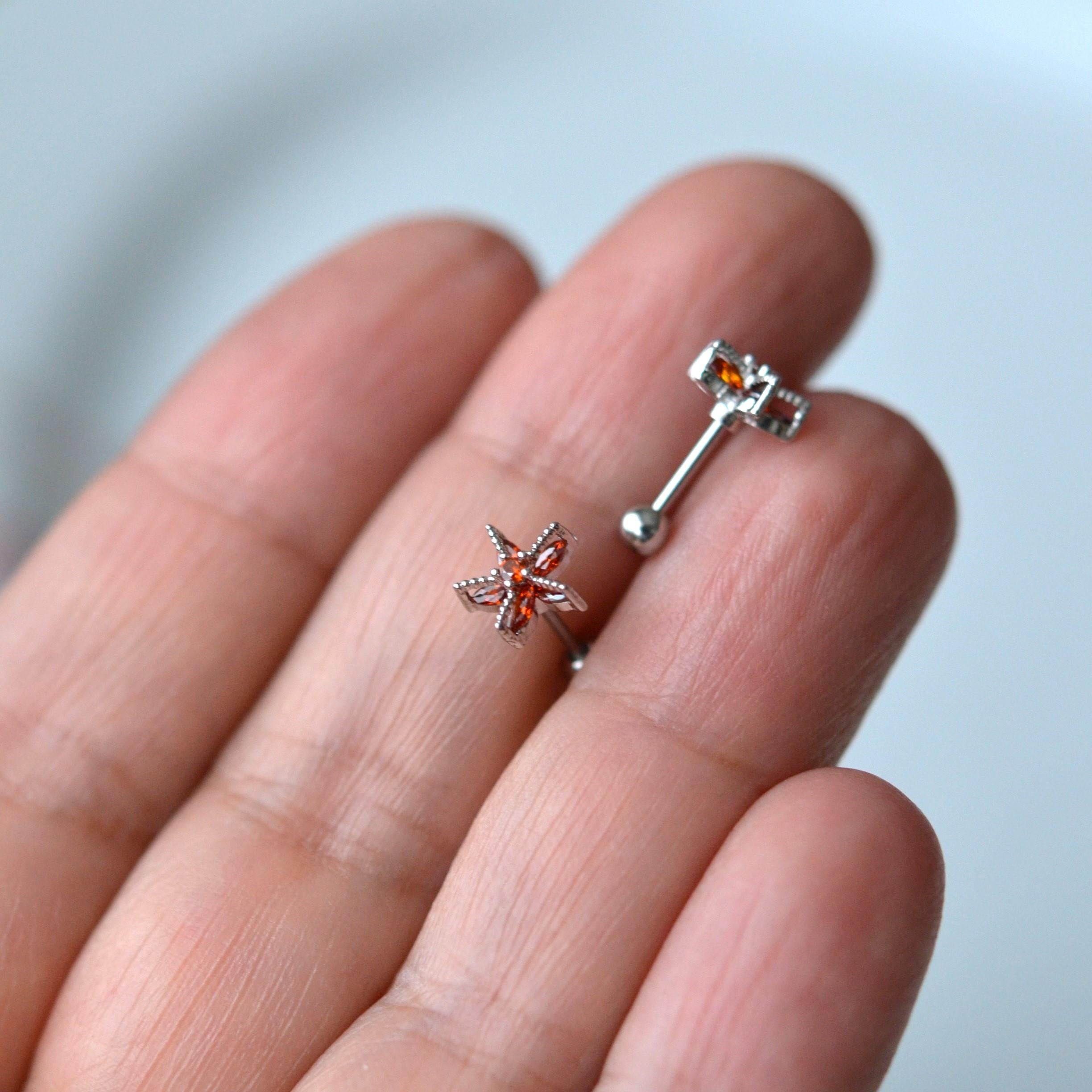 Deniz Yıldızı Helix Piercing Kıkırdak Cerrahi Çelik Gümüş Renk