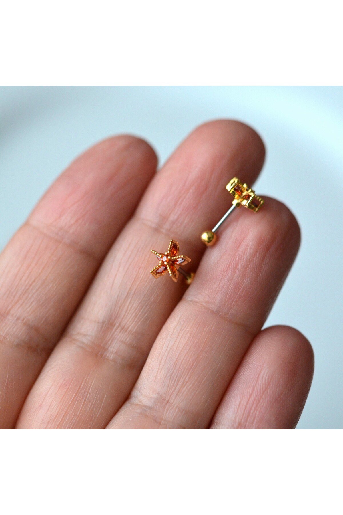 Deniz Yıldızı Helix Piercing Kıkırdak Cerrahi Çelik Gold Renk