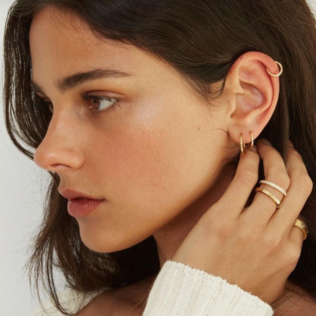Düz Gold Renk Halka Cerrahi Çelik Piercing Takımı 3'lü Set