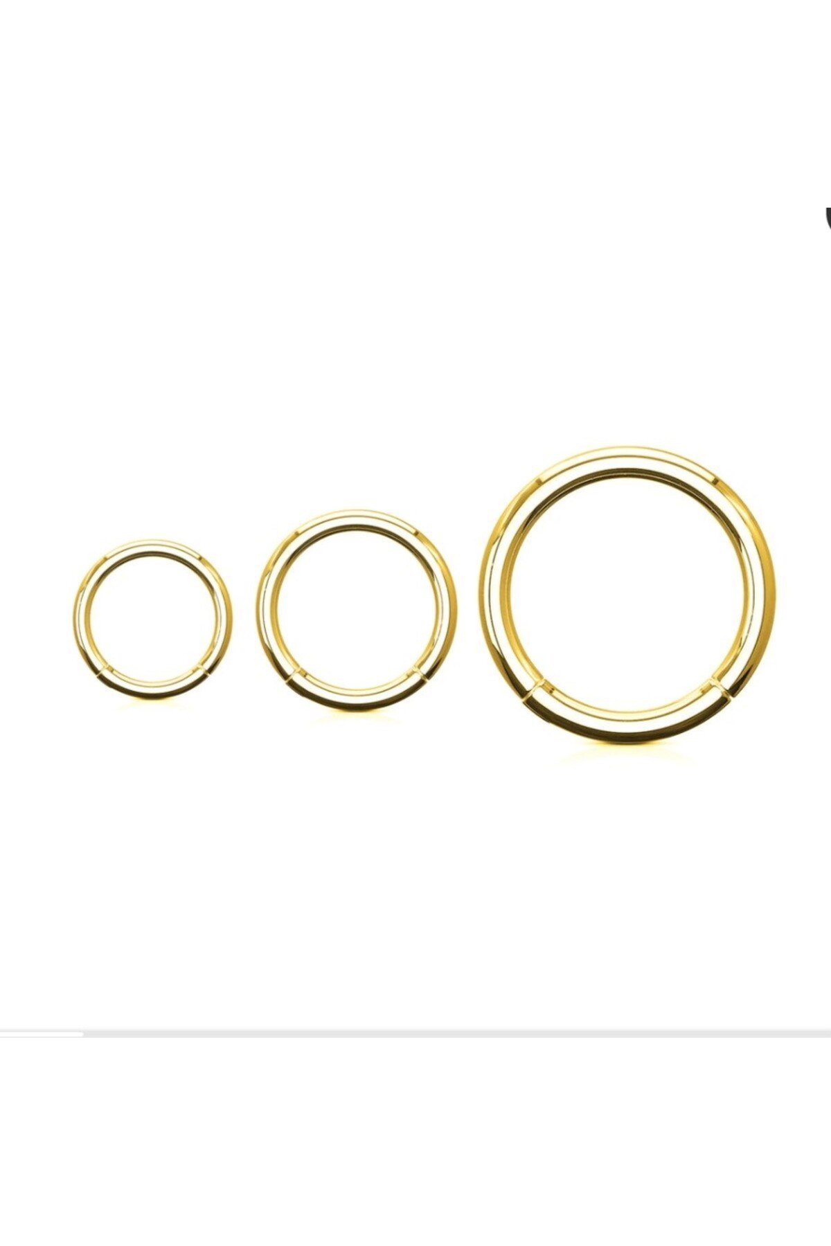 Düz Gold Renk Halka Cerrahi Çelik Piercing Takımı 3'lü Set