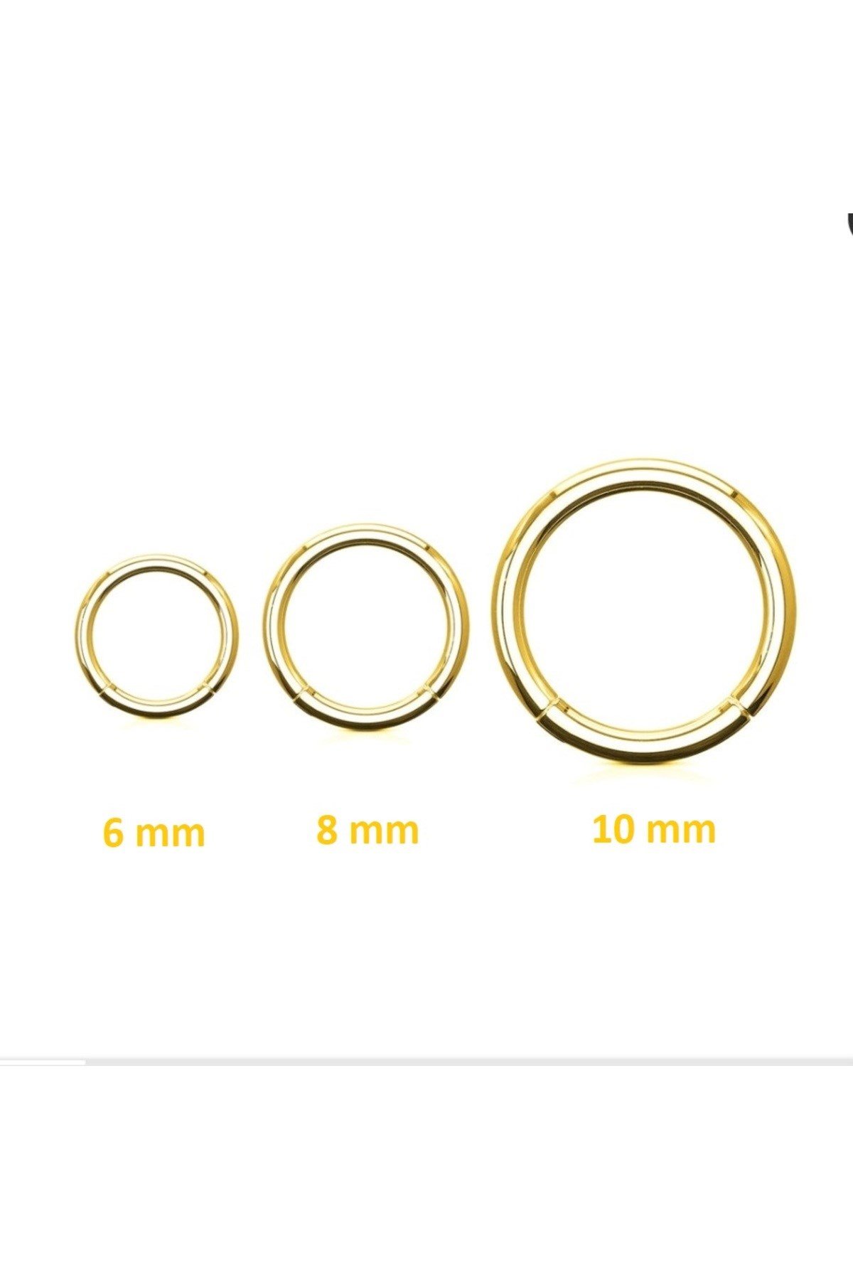 Düz Gold Renk Halka Cerrahi Çelik Piercing Takımı 3'lü Set