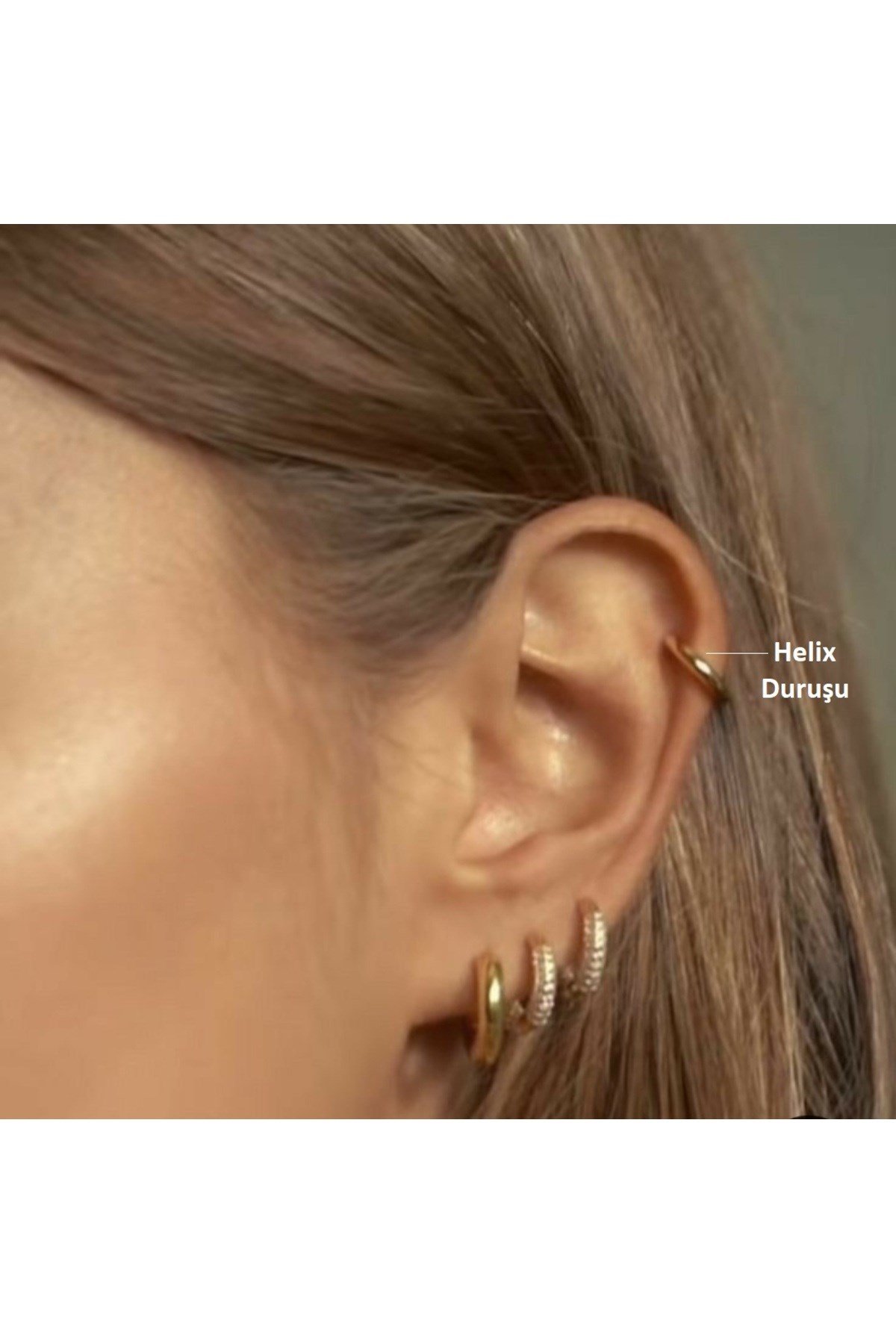 Düz Halka Cerrahi Çelik Helix Tragus Piercing Günlük