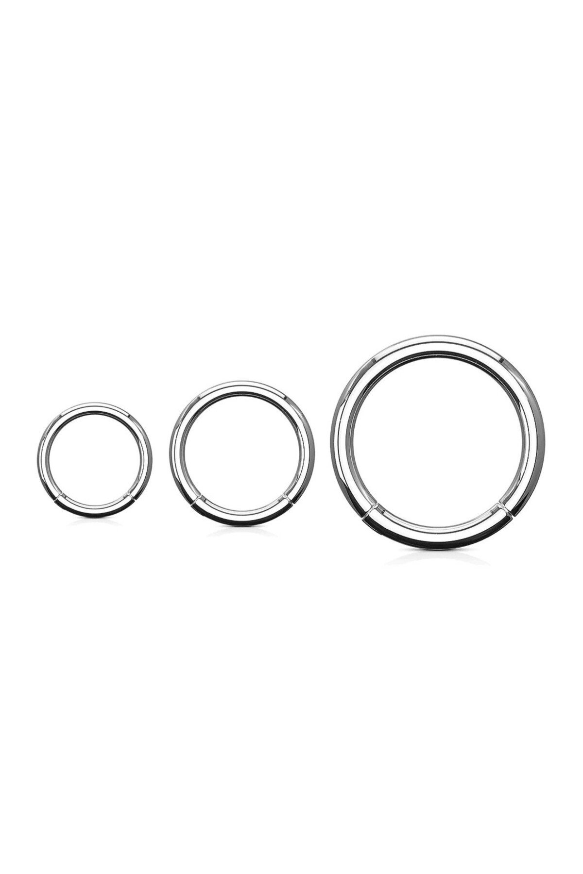 Düz Silver Renk Halka Cerrahi Çelik Piercing Takımı 3'lü Set