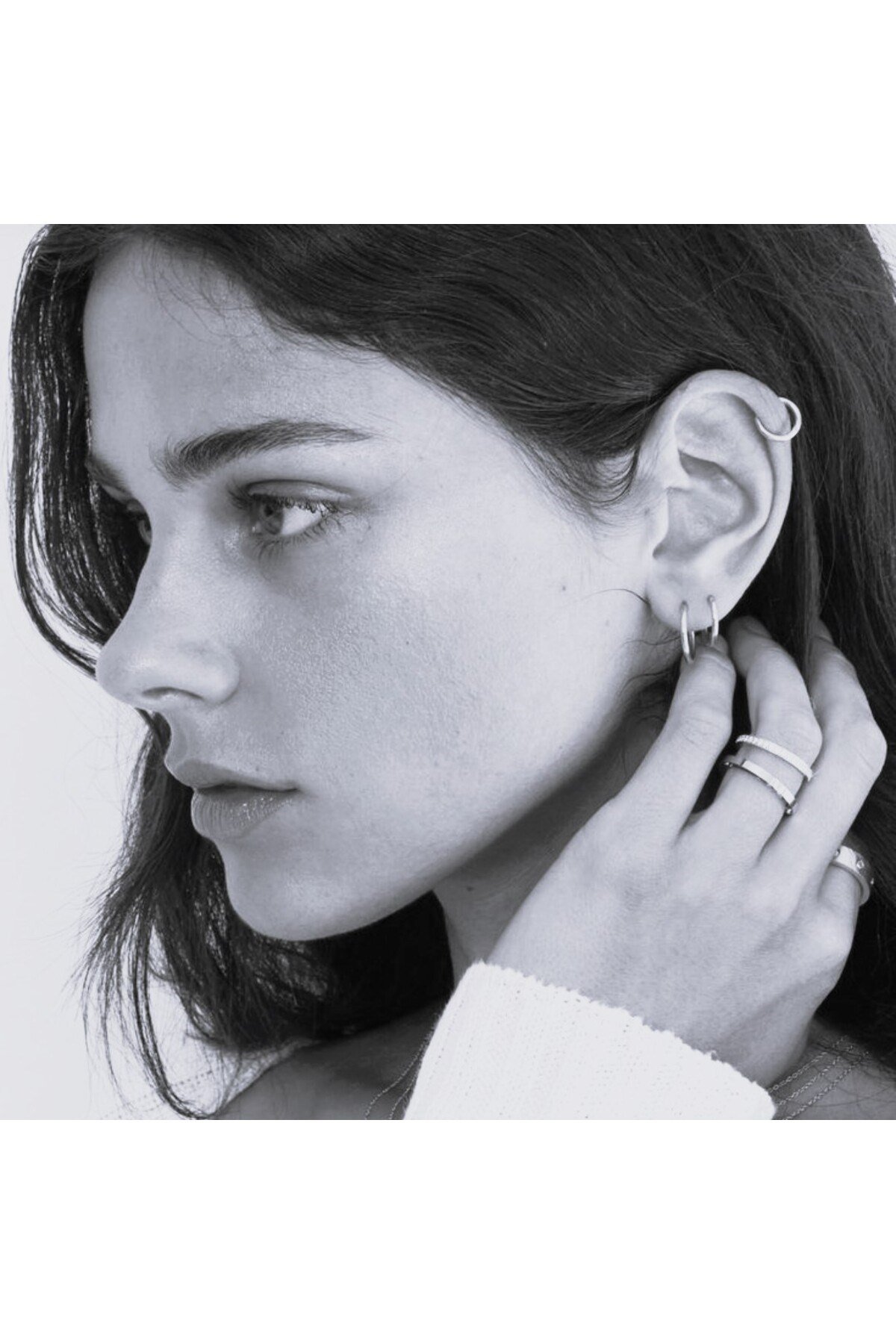 Düz Silver Renk Halka Cerrahi Çelik Piercing Takımı 3'lü Set