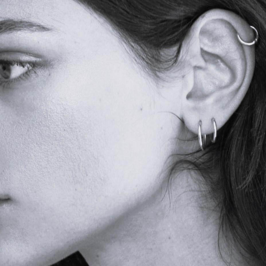 Düz Silver Renk Halka Cerrahi Çelik Piercing Takımı 3'lü Set