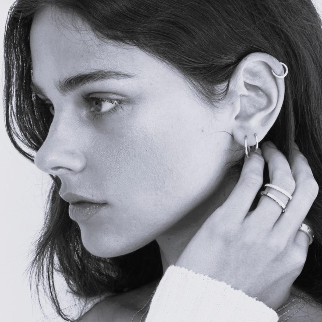 Düz Silver Renk Halka Cerrahi Çelik Piercing Takımı 3'lü Set