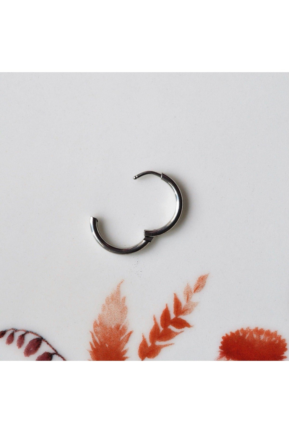 Erkek Cerrahi Çelik Küpe Halka Silver Renk 16 Mm