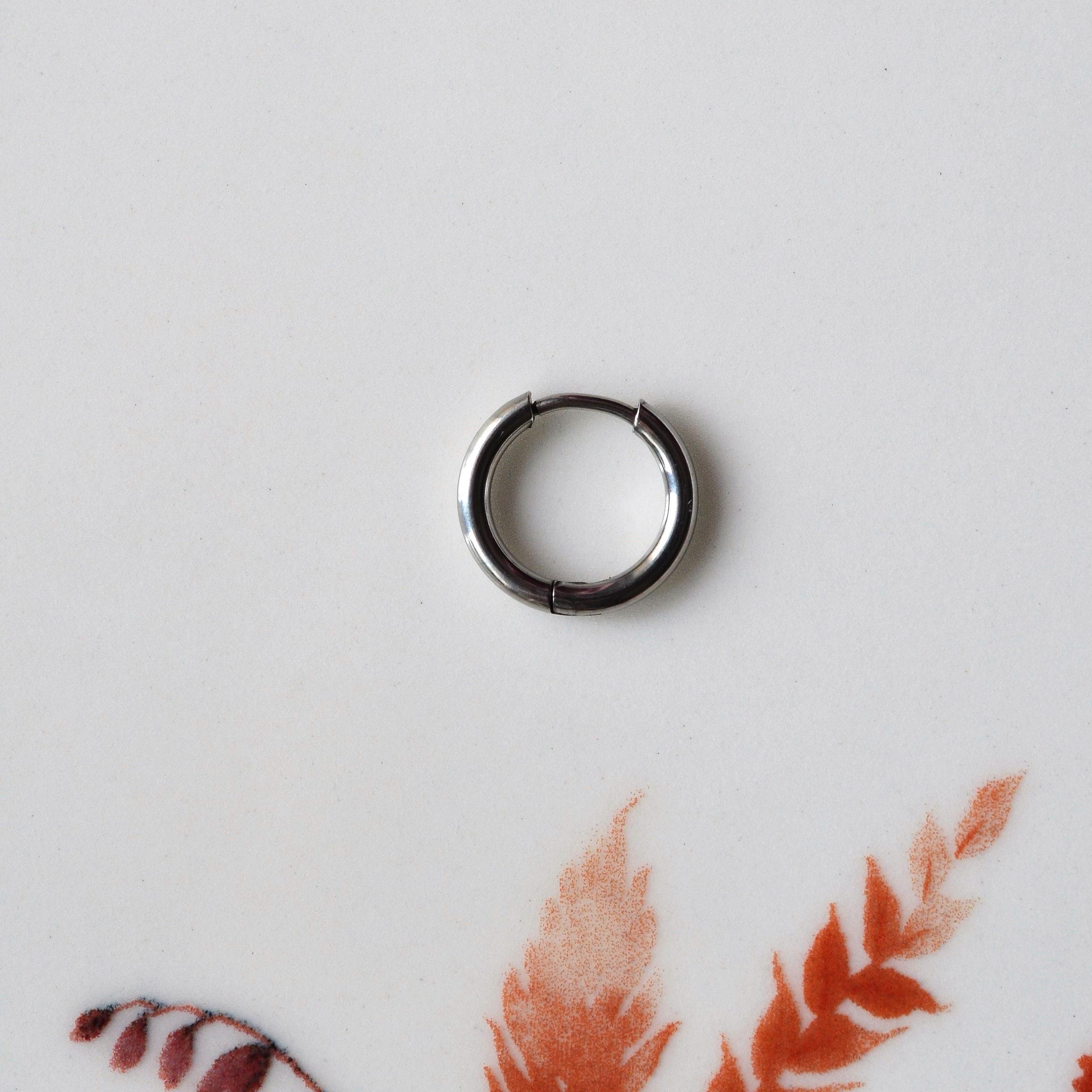 Erkek Cerrahi Halka Çelik Küpe Silver Renk 12 mm