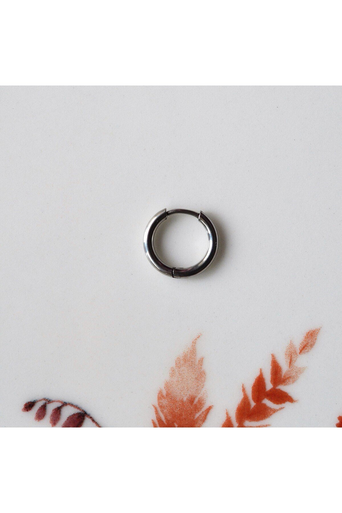 Erkek Cerrahi Halka Çelik Küpe Silver Renk 12 mm TEK ADET