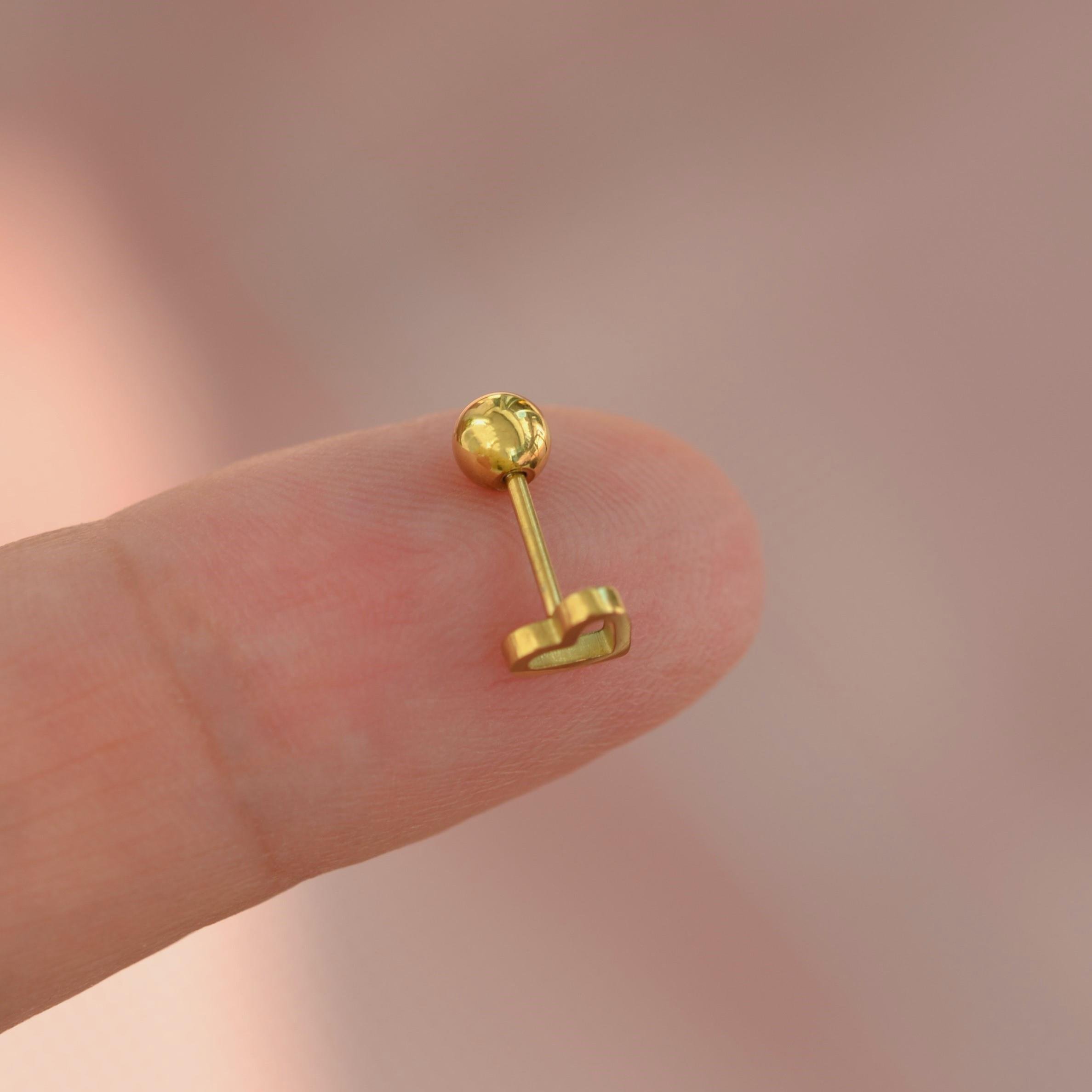 Gold Çelik Kalp Model Helix Piercing