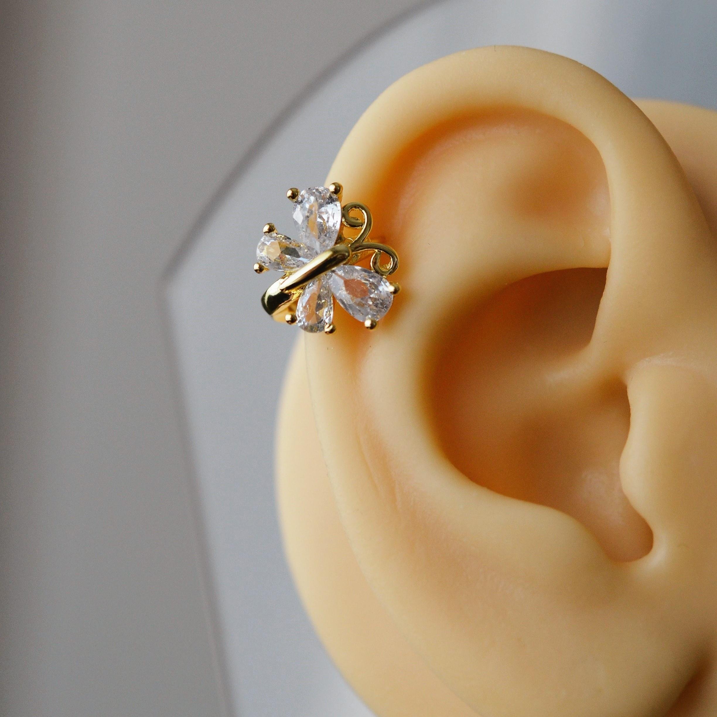 Gold Çelik Kelebek Helix Küpe Helix Piercing Lob