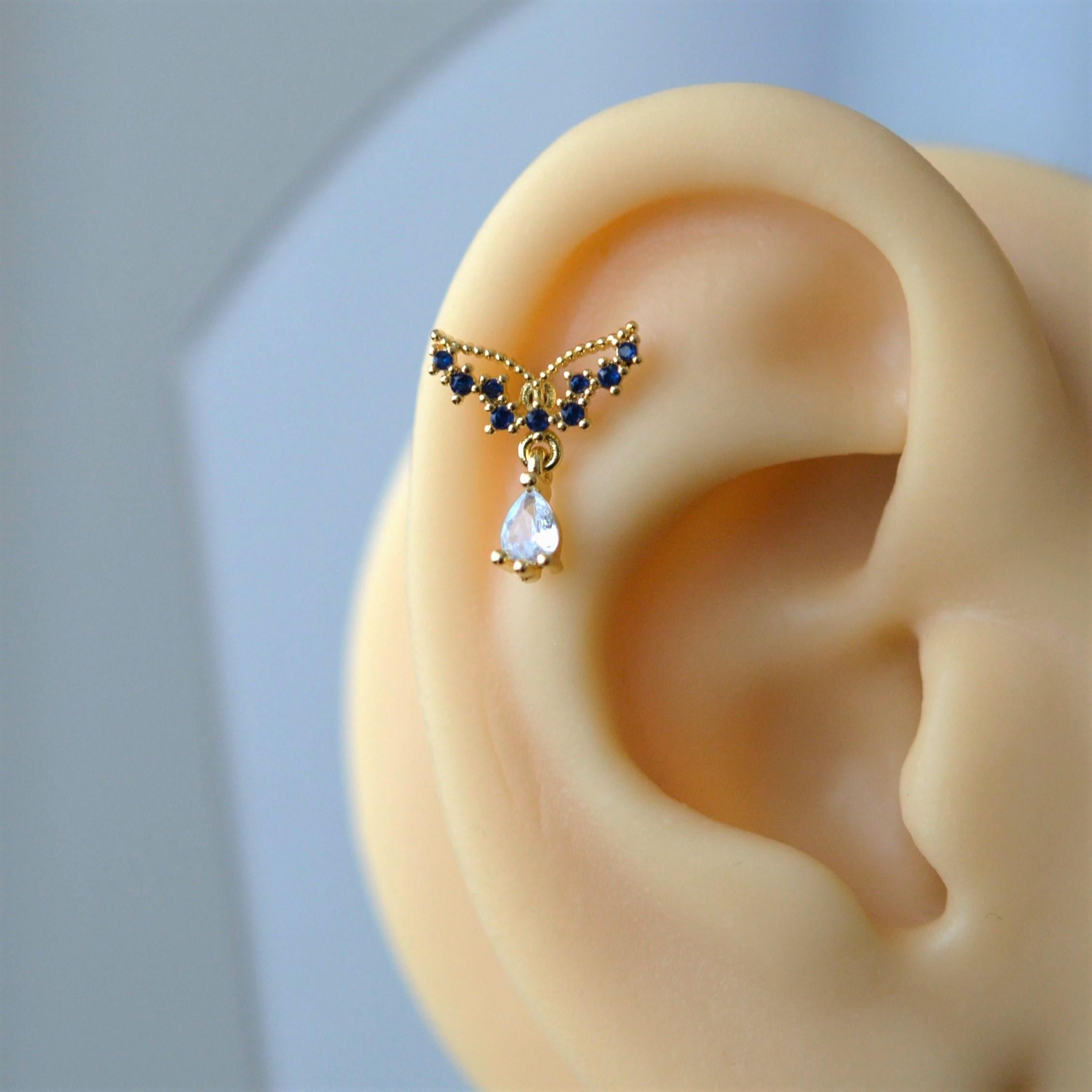 Gold Cerrahi Çelik Kelebek Helix Piercing Lob Kıkırdak Tragus