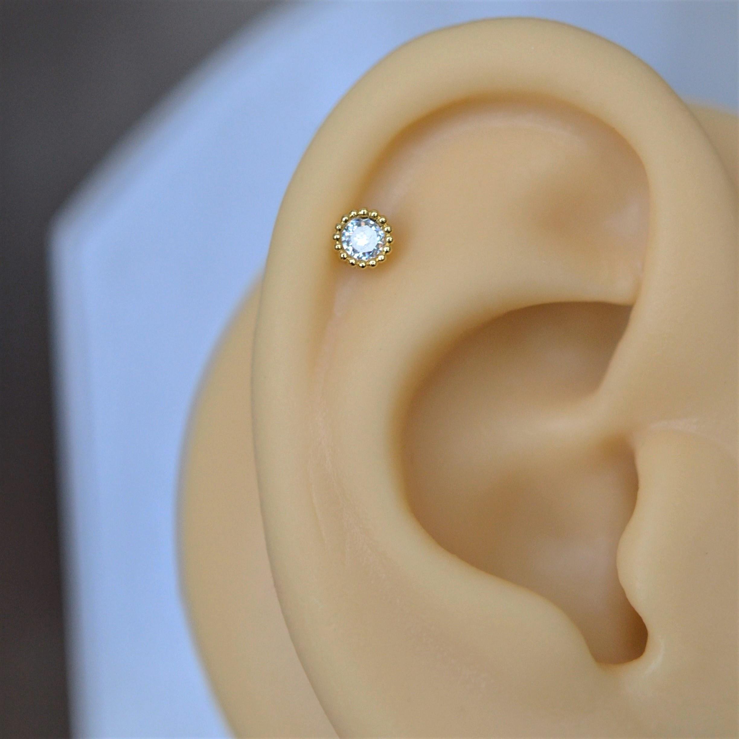 Gold Cerrahi Çelik Tektaş Piercing Helix Lob Kıkırdak Tragus