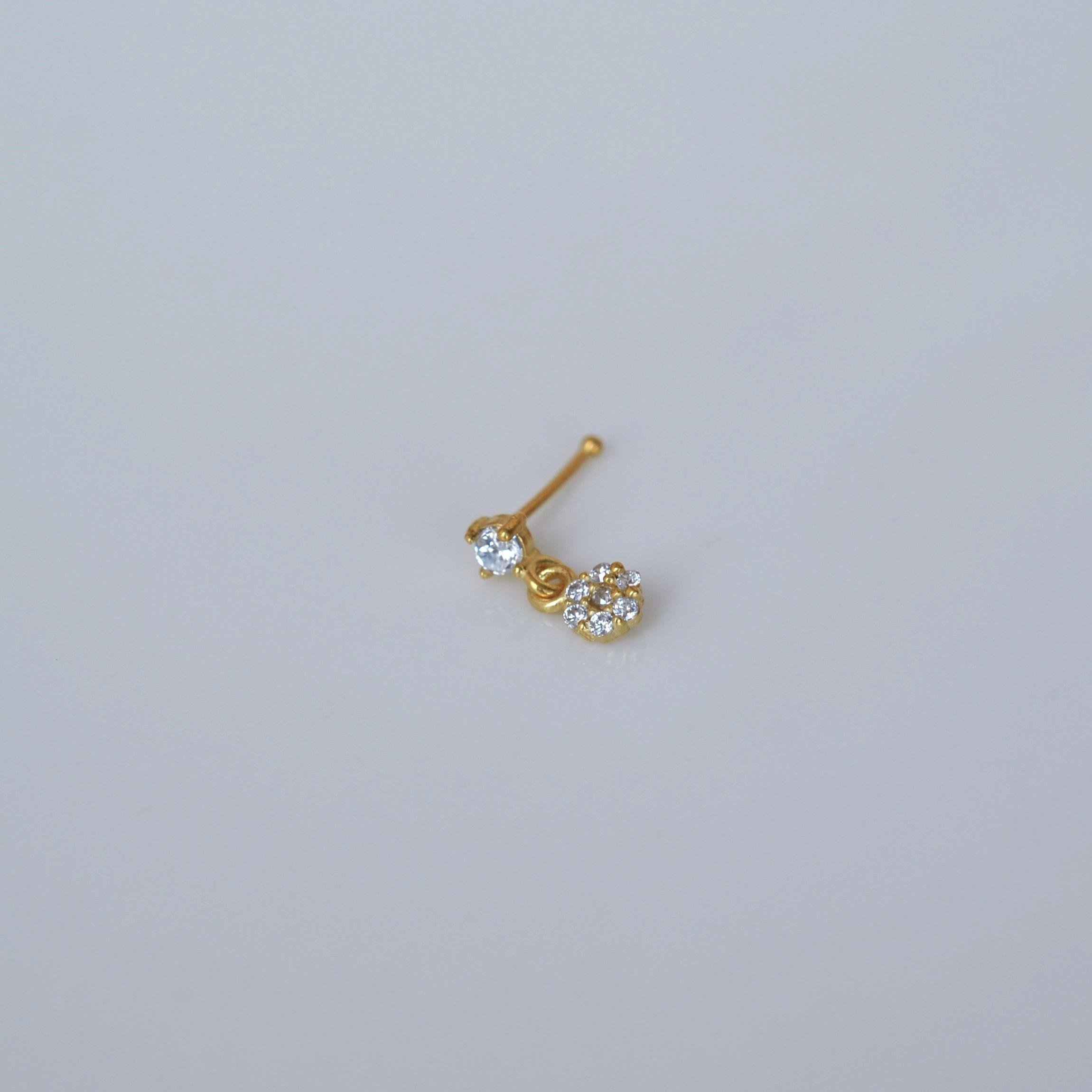 Gold Kaplama 925 Ayar Gümüş Çiçek Sallantılı Burun Hızma Piercing